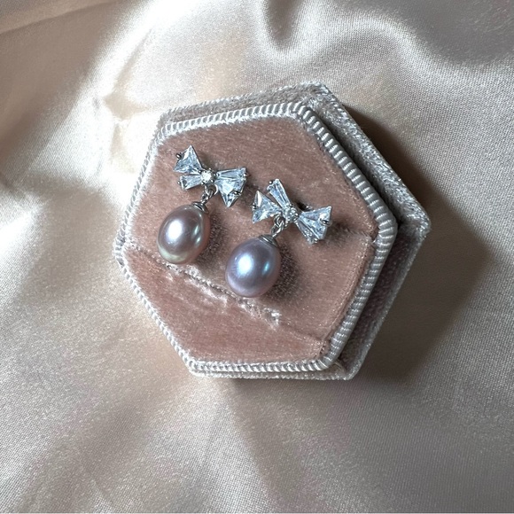 Genuine Fresh Water Pearl Earrings 925 Sterling Silver Teardrop Pearl - Picture 6 of 10